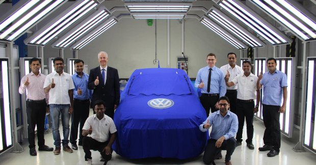 VW Ameo teased at the Pune manufacturing plant