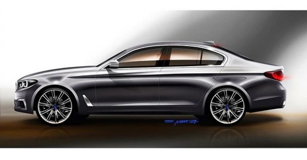 Side profile of 2017 BMW 5 Series - Rendering