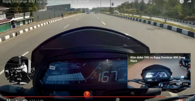 Bajaj Dominar 400 top speed indicated at 167 km/h [Video]