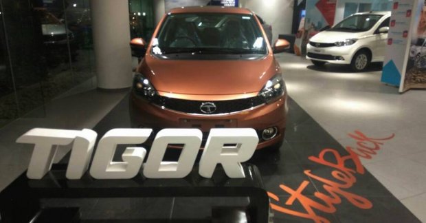 Tata Tigor on display at dealerships ahead of Wednesday's 