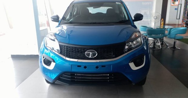 Tata Nexon on display at a dealership in the base XE trim