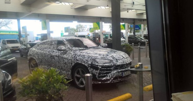 Lamborghini Urus spotted at a gas station ahead of its 