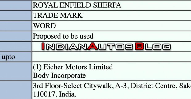 Scoop: Royal Enfield Sherpa trademark application filed in 