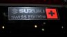 Suzuki Swift Swiss Edition badge on rear windshield at Geneva Motor Show