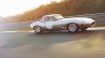 Lightweight Jaguar E-Type press image front three quarter on track