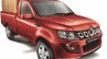 Mahindra Imperio Single Cab red loaded front quarter