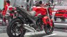 Mahindra Mojo accessories matte red rear quarter at Auto Expo 2016