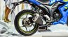 Suzuki Gixxer SF-Fi with rear disc brake rear wheel at Auto Expo 2016