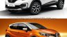 Renault Kaptur vs. Renault Captur front three quarters studio image