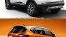 Renault Kaptur vs. Renault Captur rear three quarters studio image