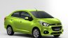 Chevrolet Beat Essentia compact sedan rendered in green