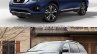 2017 Nissan Pathfinder (facelift) vs. 2013 Nissan Pathfinder front three quarters