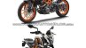 2017 KTM Duke 390 vs. 2013 KTM Duke 390 front three quarters studio image