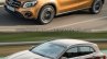 2017 Mercedes GLA vs. 2014 Mercedes GLA front three quarters left side in motion