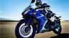 Yamaha R3 blue motion front three quarter left