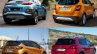 Hyundai Kona vs. Renault Captur vs. Peugeot 3008 vs. Vauxhall Mokka X (Opel Moka X) rear three quarters right side