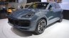 2018 Porsche Cayenne Turbo front three quarters left side at 2017 Dubai Motor Show