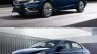 maruti ciaz old vs new comparison front three quarter image nexa blue colour