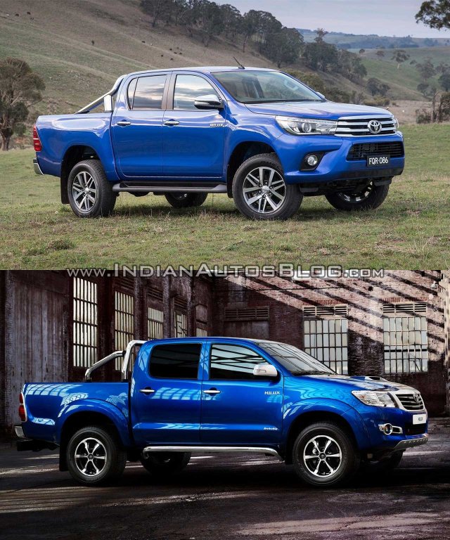 Toyota Hilux Vigo vs Toyota Hilux Revo side old vs new