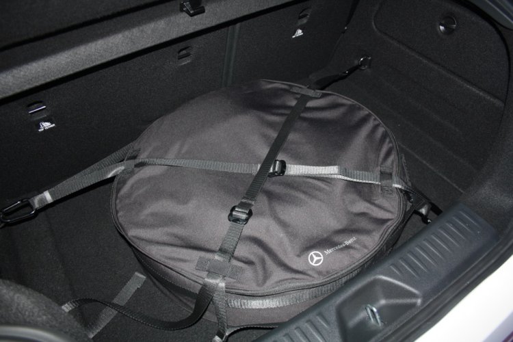 Mercedes A Class spare wheel placed in the boot