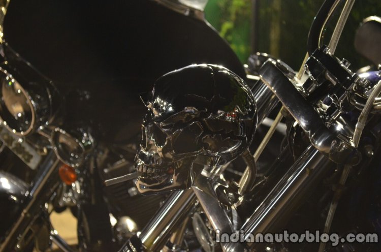 Harley Davidson India customized bike skull headlight