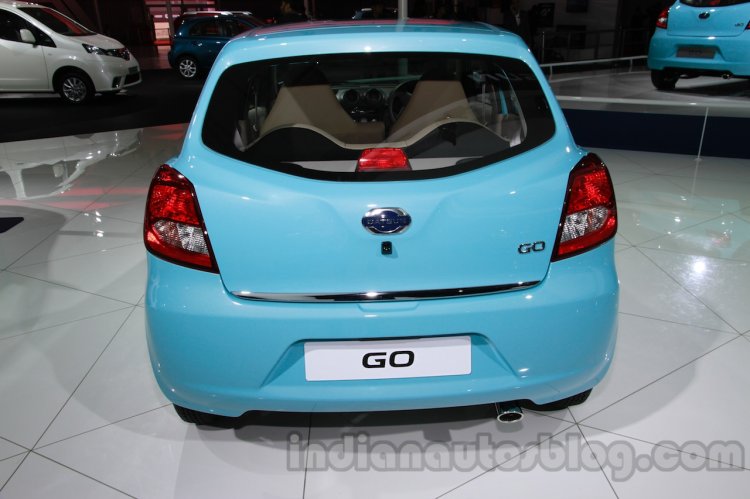 Accessorized Datsun Go at Auto Expo 2014 rear blue 2