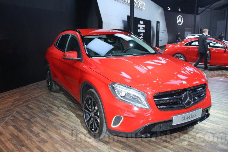 Mercedes GLA front three quarters left at Auto Expo 2014