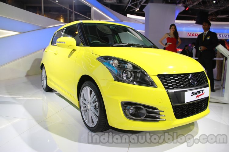 Suzuki Swift Sport front three quarters at Auto Expo 2014
