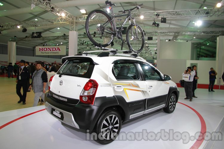 Toyota Etios Cross with accessories rear three quarters at Auto Expo 2014