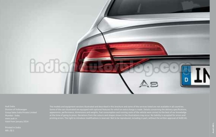 2014 Audi A8 Indian brochure taillight