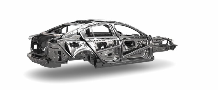 Jaguar XE monocoque rear three quarter press shot