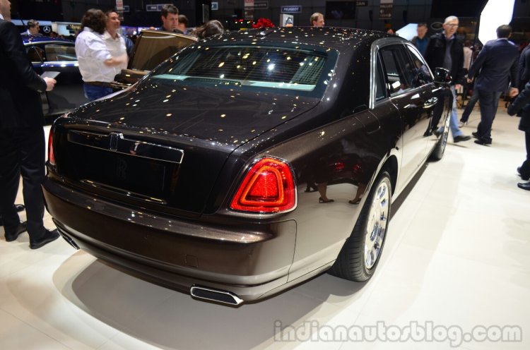 Rolls Royce Ghost Series II rear three quarter profile - Geneva Live