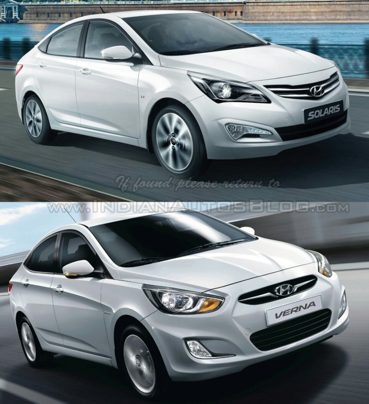 Hyundai Verna facelift vs Old Verna front