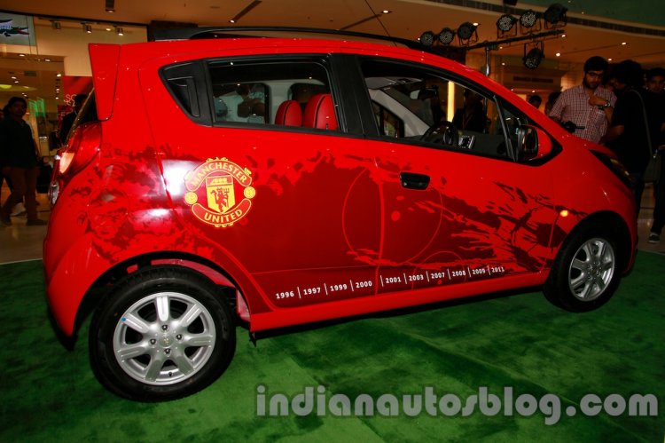 Chevrolet Beat Manchester United edition rear right three quartersChevrolet Beat Manchester United edition rear right three quarters