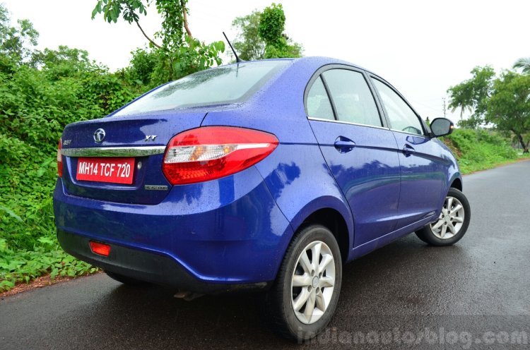 Tata Zest Revotron Petrol Review rear three quarter
