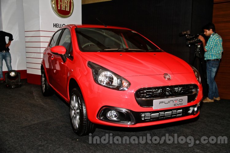Fiat Punto Evo front three quarters left at the launch