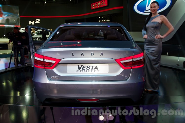 Lada Vesta Concept rear at the Moscow Motor Show 2014