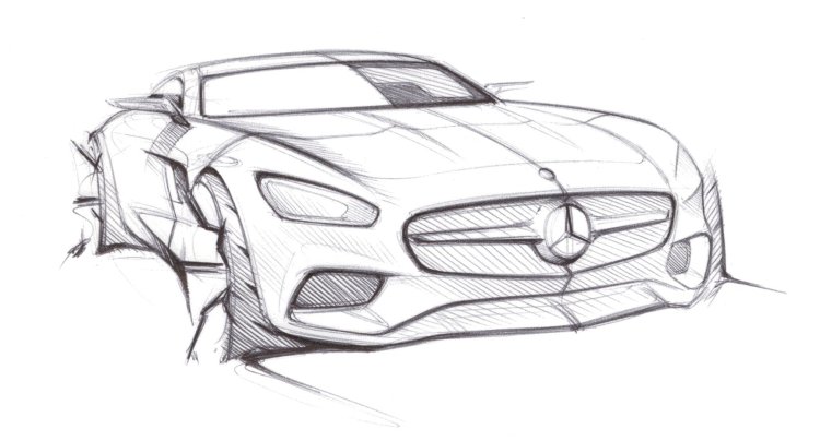 Mercedes AMG GT official sketch front three quarter