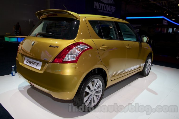 Suzuki Swift facelift rear three quarters right at the 2014 Moscow Motor Show