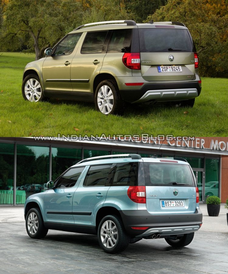 2014 Skoda Yeti facelift vs old Skoda Yeti rear three quarter