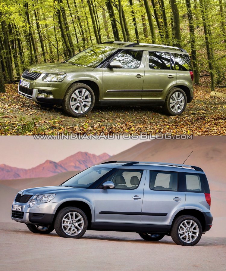 2014 Skoda Yeti facelift vs old Skoda Yeti side