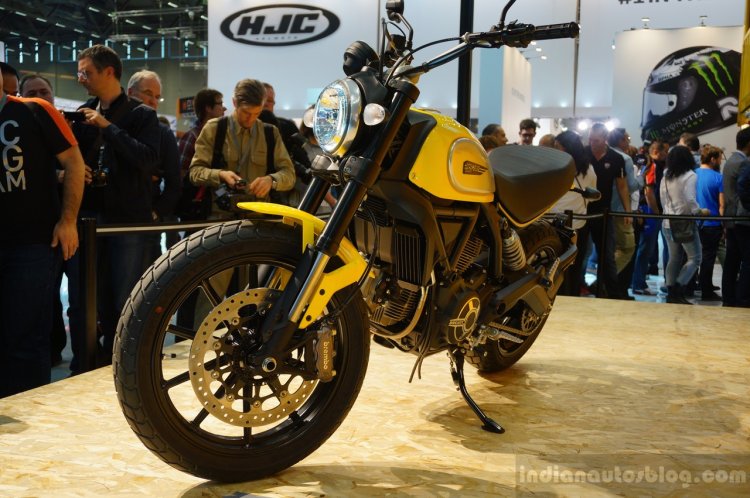Ducati Scrambler front three quarter at INTERMOT 2014