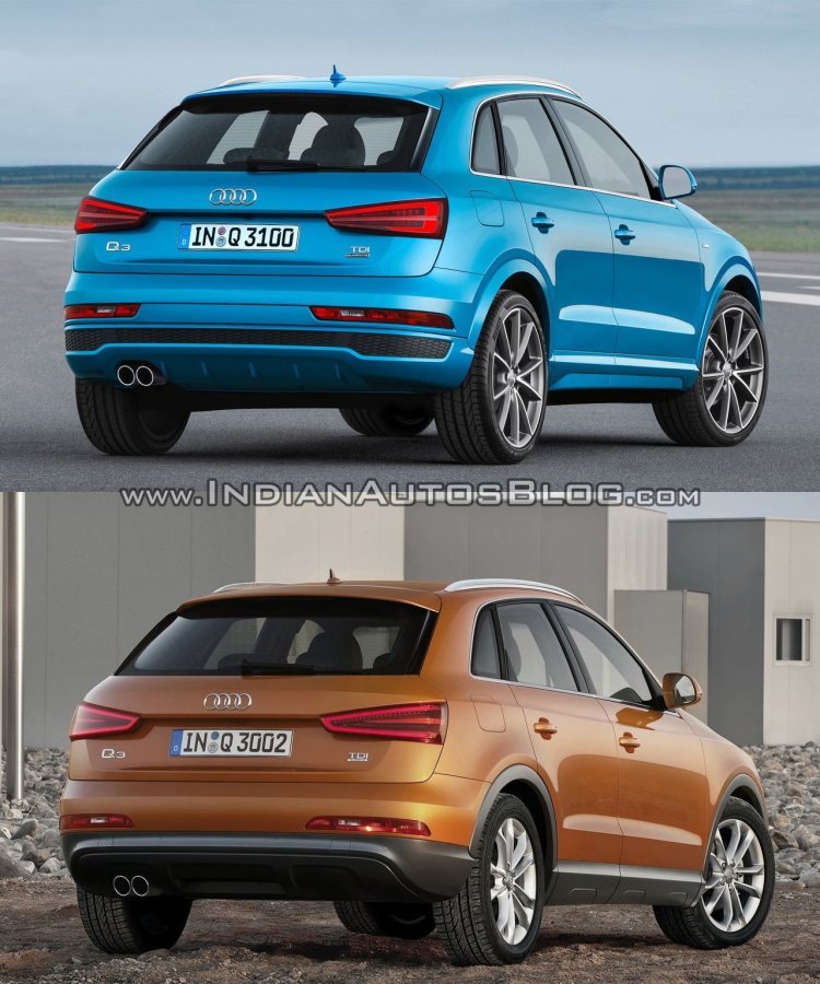 2015 Audi Q3 facelift vs older model rear