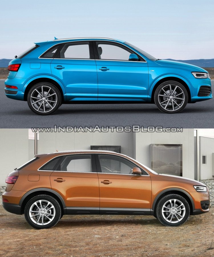 2015 Audi Q3 facelift vs older model side