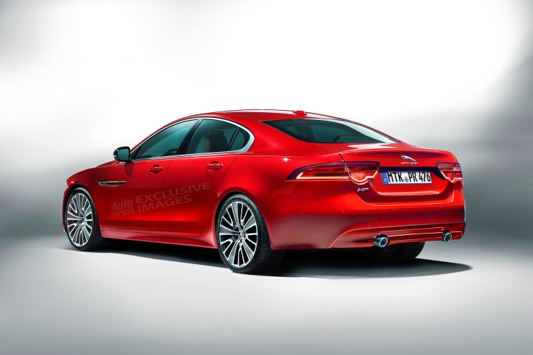 2016 Jaguar XF rendering rear three quarter