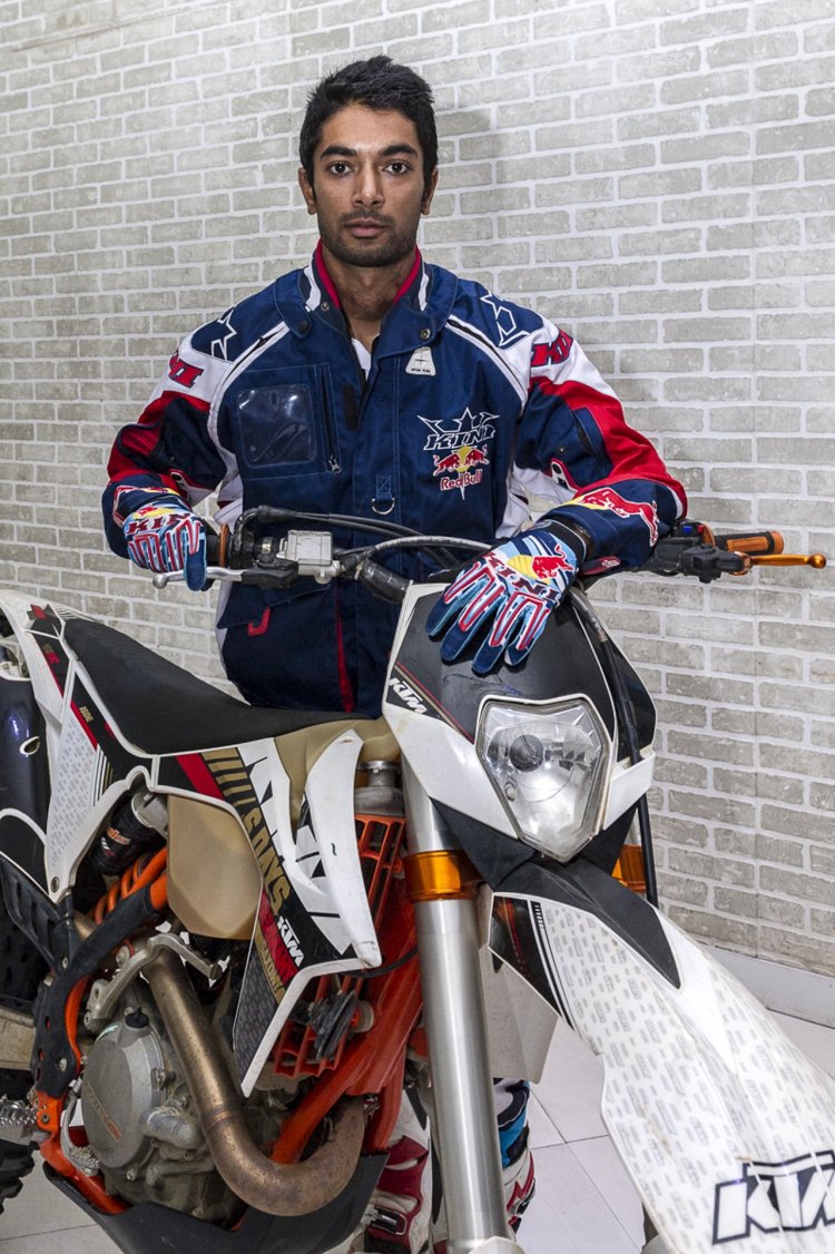 CS Santhosh with Dakar Rally race bike