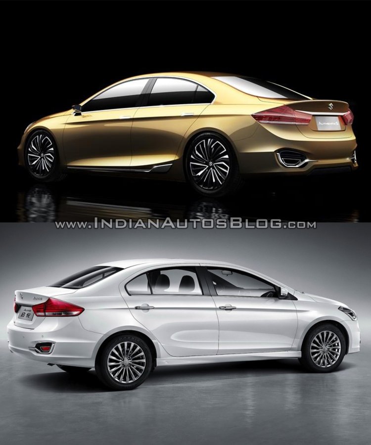 Maruti Suzuki Concept Ciaz vs Maruti Ciaz - Concept vs Reality rear three quarter