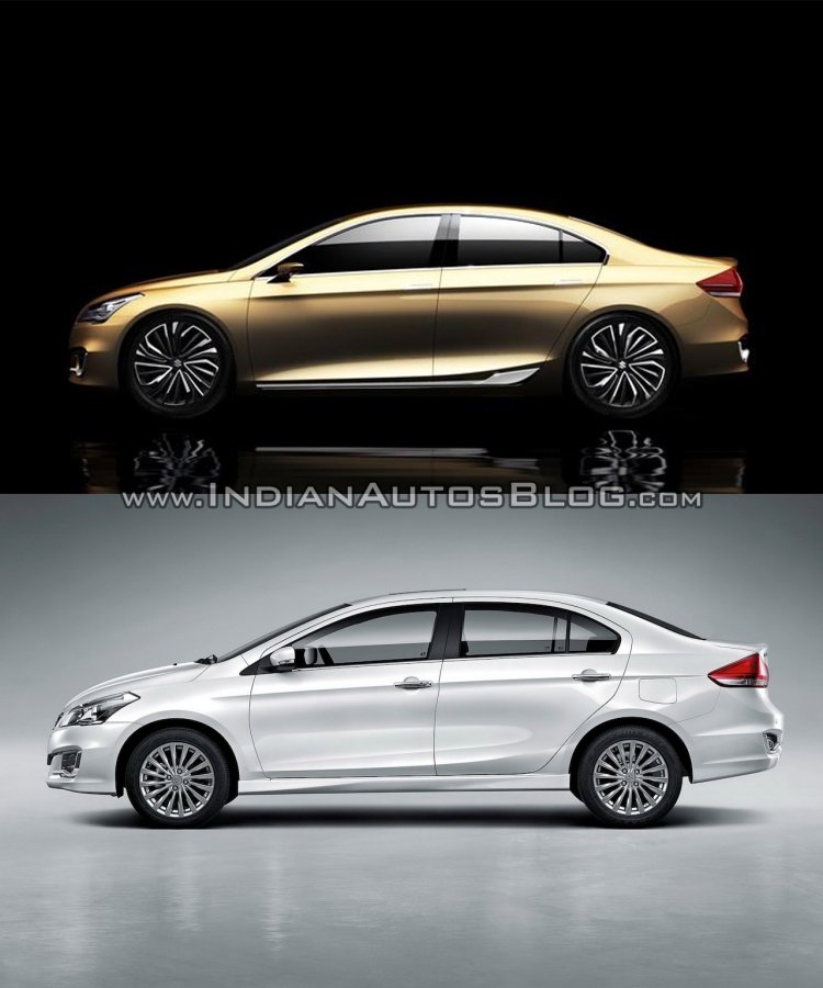 Maruti Suzuki Concept Ciaz vs Maruti Ciaz - Concept vs Reality side profile