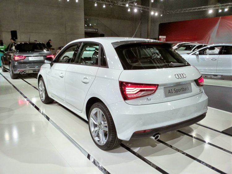 2015 Audi A1 facelift rear three quarter at Vienna Autoshow 2015