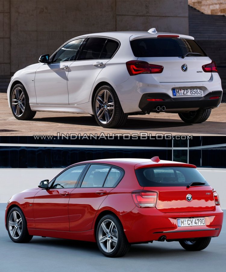 BMW 1 series facelift vs 1 series rear three quarter old vs new